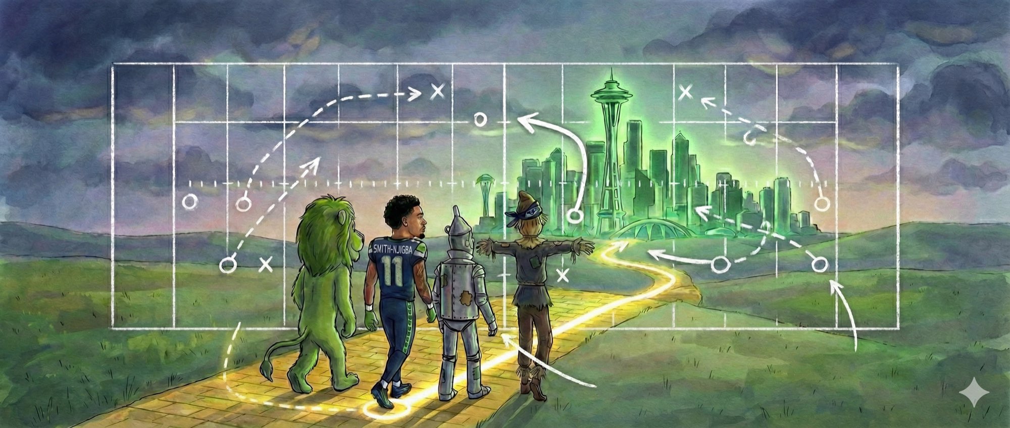 JSN and the Oz crew walking toward the Emerald City